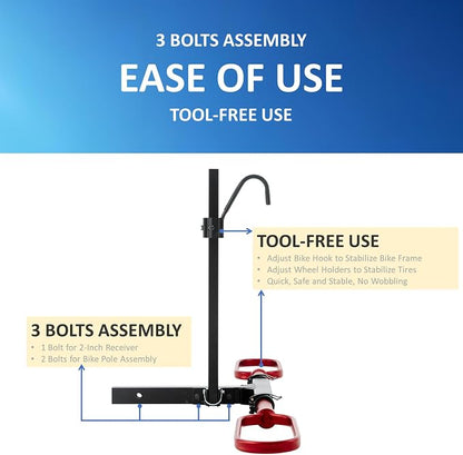 Trailer Hitch Bike Rack for Car 1 Bike, E Bike Carrier Hitch Mount, Fat-Tire - Image 5