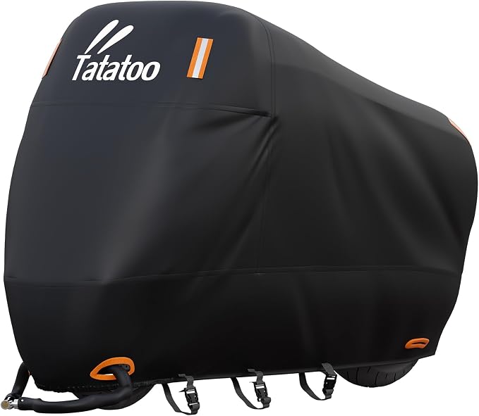Motorcycle Cover Waterproof Outdoor, 300D Heavy Duty 250cc, UV & Rain Resistant by TATATOO