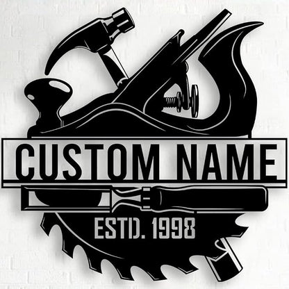 Personalized Dad's Garage Metal Sign by Pamaheart