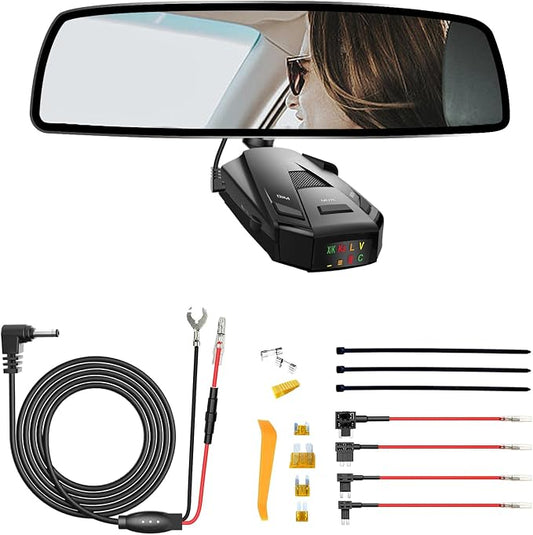 Radar Detector Rearview Mirror Rod Mounting Bracket and Radar Direct Power Cord by SDSACZMU