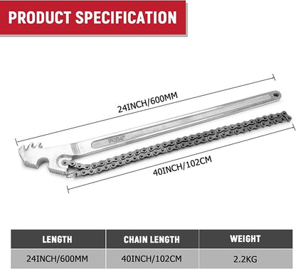 24 Inch Heavy Duty Carbon Steel Pipe Wrench, Fits Max 12 Inch Diameter - Image 2
