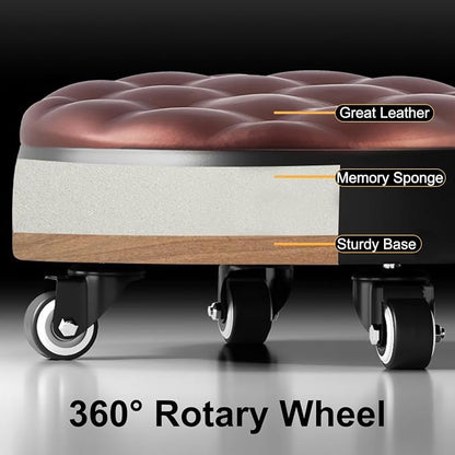 Low Roller Seat 13’’, PU Leather Low Seat Tool Heavy Duty - Image 4