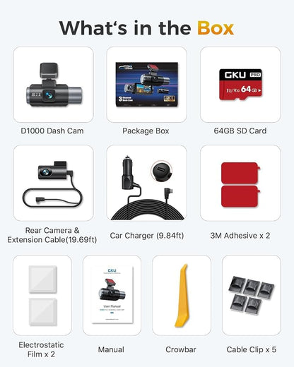 GKU 4K 3 Channel Dash Cam, 5.8GHz WiFi Built-in GPS, 4K+1080P+1080P Dash Cam - Image 9