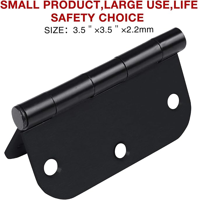 Rounded Door Hinges 3-1/2" x 3.5 inch, 5/8 Radius, Matte Black 3 ½ Inch 6 Pack - Image 5