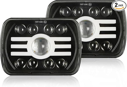 5x7 7x6 Inch LED Headlights, H6054 80W Headlights, Turn Signals, DOT Approved by AZQOP