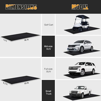 7.8x16 FT Garage Floor Mat for Golf Cart, Mid-Size SUV, Non-Slip Heavy Duty Oil - Image 2