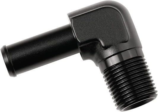 3/8 NPT Male to 1/2" Hose Barb Fitting Adapter 90 Degree Elbow Aluminum Black by Podavelle