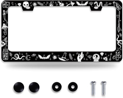 Witch License Plate Frame Gothic Magical License Plate Frames by NEWCOCO