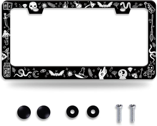 Witch License Plate Frame Gothic Magical License Plate Frames by NEWCOCO