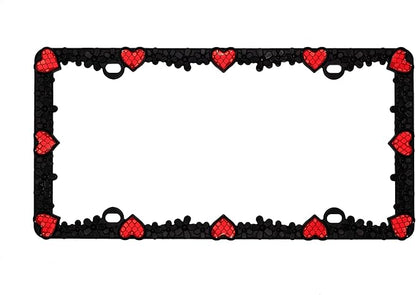 Creathome 3D Daisy Heart License Plate Frame from Pure Zinc Alloy Metal Perfect - Image 5