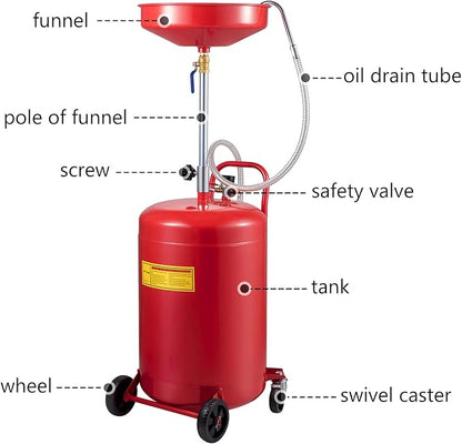 VEVOR 20-Gallon Waste Oil Drain Tank, Air Operated Portable Oil Drainer - Image 9