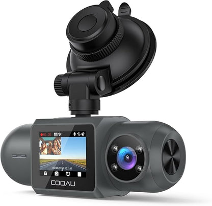 COOAU D30S 4K Dash Cam with GPS Wi-Fi, Front and Inside Dual 2.5K 1080P by COOAU