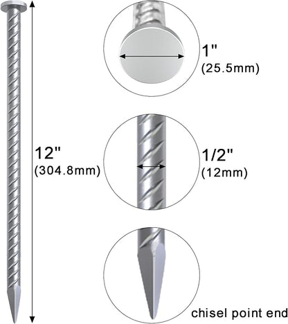 VVOKGO 12 Inch Rebar Stakes Metal Asphalt Anchoring Spikes Ground, 1/2 Inch - Image 2