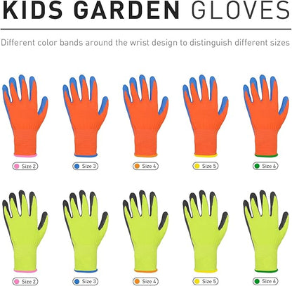 HANDLANDY 2 Pairs Kids Gardening Gripper Gloves, Foam Rubber Coated Children - Image 6