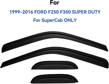 Window Visors Rain Guards for 1999-2016 Ford F250 F350 F450 Super Duty SuperCab - Image 3