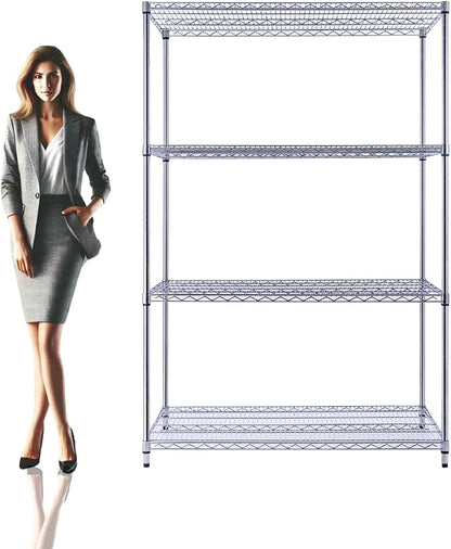 48"x24"x72" Chrome Premium Metal Steel Wire Shelving 4-Tier NSF 3200 LBS MAX by UtilityBasics