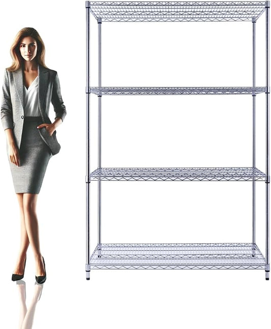 48"x24"x72" Chrome Premium Metal Steel Wire Shelving 4-Tier NSF 3200 LBS MAX by UtilityBasics
