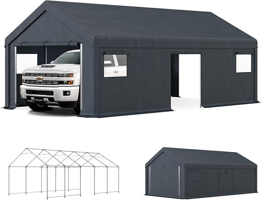 GREEN PARTY Carport, Waterproof & 12 Legs Car Canopy Portable Garage Shelter by GREENPARTY