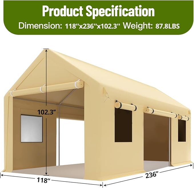 10 x 20FT Heavy Duty Carport - Image 2