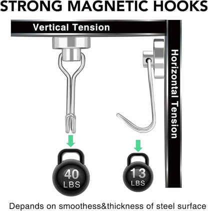 MIKEDE 12 Pack Magnetic Hooks, 40LB Heavy Duty Neodymium Magnet Hooks, Strong - Image 3