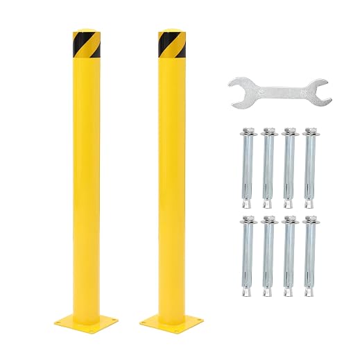 Safety Bollard 2 Packs, 42 Inch Height Steel Bollard Post by STANDWITHYOU