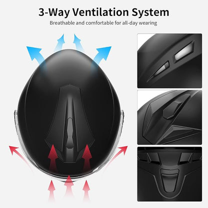 Full Face FreedConn Motorcycle Helmet Bluetooth 5.0 Integrated 2 Way Intercom - Image 8