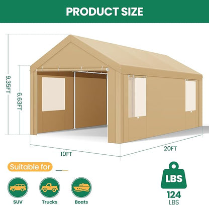 COBIZI Carports 10x20 Heavy Duty Car Canopy Garage - Image 6