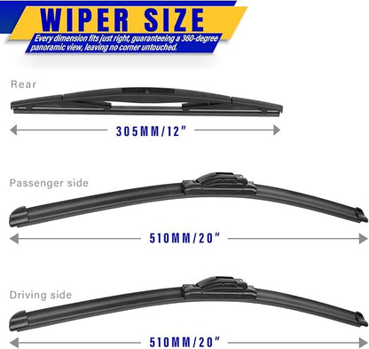 3 wipers Replacement for 2003-2009 Honda Element/2009-2014 Nissan Cube - Image 2