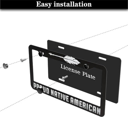 License Plate Frames Black and White License Plate Holder Proud Native American - Image 7
