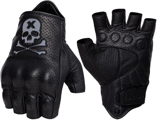 Goatskin Leather Motorcycle Motorbike Powersports Racing Gloves Reflective by Keebik