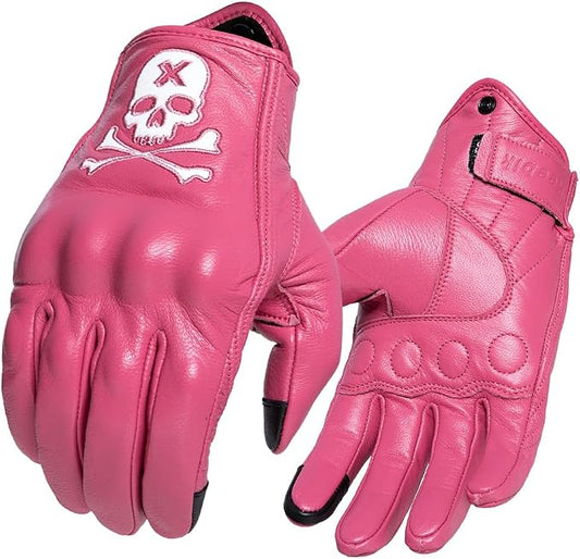 Goatskin Leather Motorcycle Motorbike Powersports Racing Gloves Reflective by Keebik