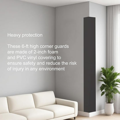 2pcs 6ft Tall Wall Corner Guards Protectors, Heavy Duty 2" Thick Padding - Image 2