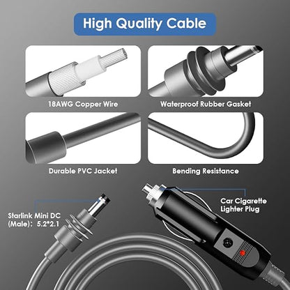 Starlink Mini Car Adapter Cable, 12V Cigarette Lighter to DC Power Cord - Image 2