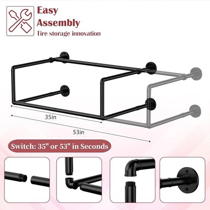 Vrisa Tire Rack Wall Mount Heavy Duty Adjustable Multi Tire Storage Rack - Image 2