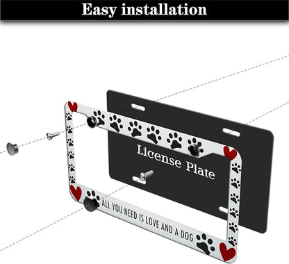 License Plate Frames Black, and Red License Plate Frame All You Need is Love - Image 7