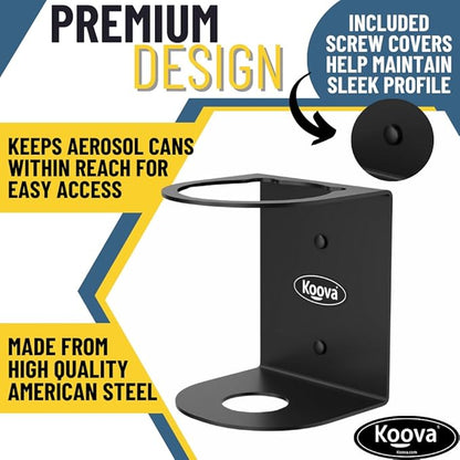 Koova Aerosol Spray Can Holder | Easy Install Wall Mount | Heavy-Duty Powder - Image 2