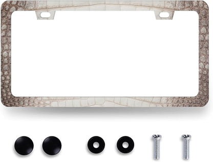 Crocodile Skin Print License Plate Frame Cool Animal Texture License Plate by MUAWUOIK