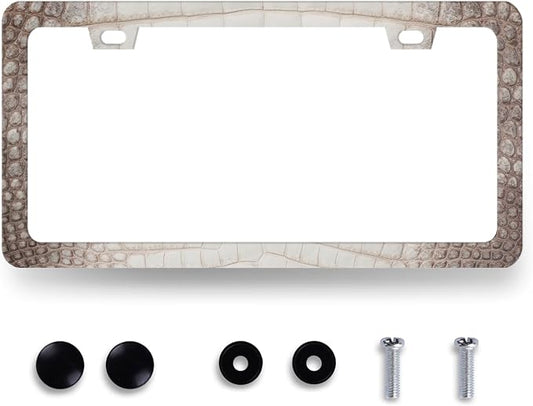 Crocodile Skin Print License Plate Frame Cool Animal Texture License Plate by MUAWUOIK