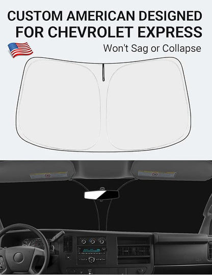 Proadsy for Chevrolet Express Cargo Van 1996-2024 2025 Windshield Sun Shade - Image 2