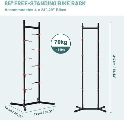 Urban Deco 2-4 Bike Storage Rack Garage Max154lbs, Freestanding Indoor Bike Rack - Image 5