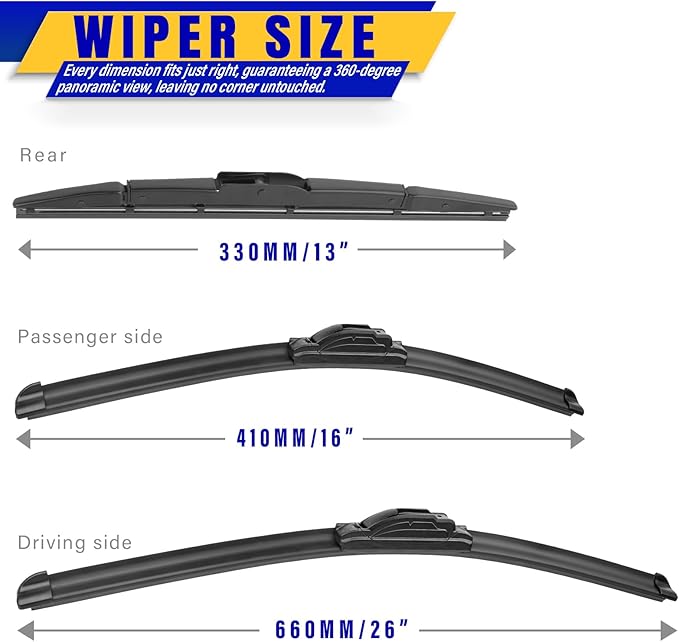 3 wipers Replacement for 2012-2016 Honda CRV CR-V, Windshield Wiper Blades - Image 2