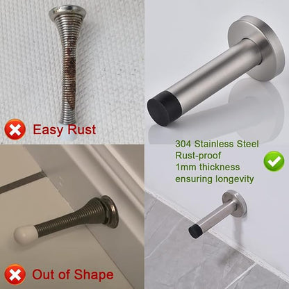 JQK Door Stopper Black, 304 Stainless Steel Thicken 1mm Sound Dampening Door - Image 9