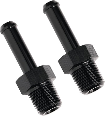 1/8 NPT Male to 1/4" Hose Barb Fitting Adapter Nipple Straight Aluminum Black by Podavelle