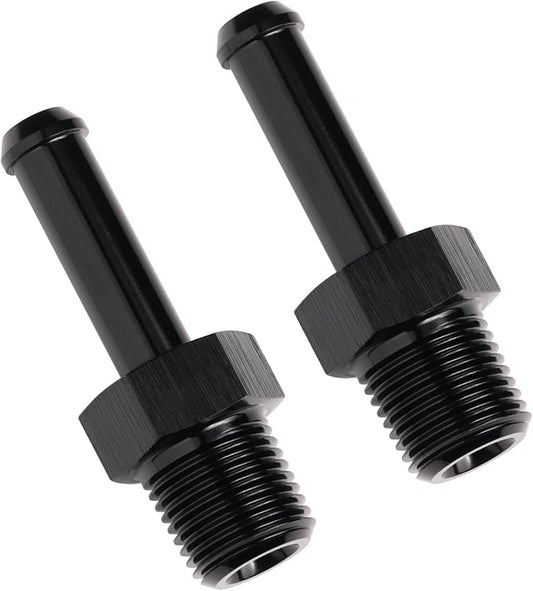 1/8 NPT Male to 1/4" Hose Barb Fitting Adapter Nipple Straight Aluminum Black by Podavelle
