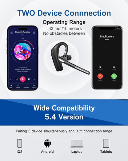 Bluetooth Headset V5.4, Wireless Bluetooth Earpiece - Image 5