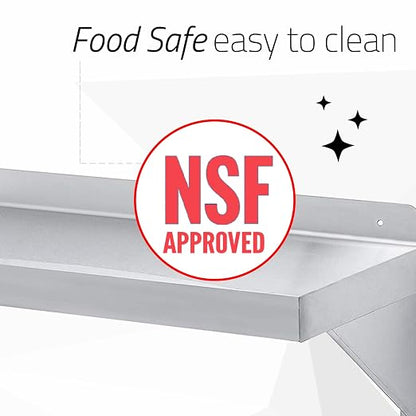 DuraSteel Stainless Steel Wall Mount Shelf 24" Wide x 14" Deep Commercial Grade - Image 7