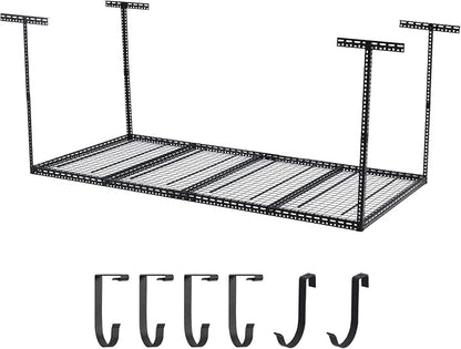 Overhead Garage Storage Rack 4x8 FT, Steel Ceiling Shelves 330lb Capacity by JustSmart