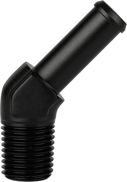 1/4 NPT Male to 3/8" Hose Barb Fitting Adapter 45 Degree Elbow Aluminum Black - Image 3