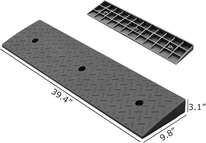 2 Pack 3.1'' Rise Rubber Curb Ramp Heavy Duty Loading Rubber Curb Ramps 3 Tons - Image 2