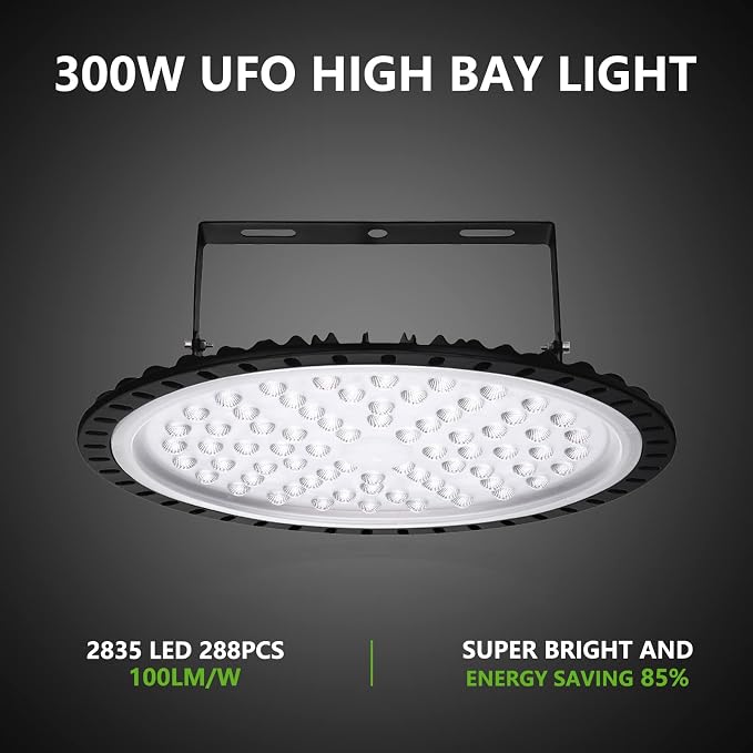 Viugreum 10 Pack 300W UFO LED High Bay Lights, 30000LM 6000K-6500K Daylight - Image 5